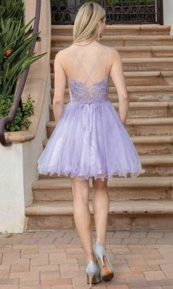 Dancing Queen 3316 - Applique V-Neck Tulle Cocktail Dress 6 Dancing Queen 3316 - Applique V-Neck Tulle Cocktail Dress