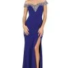 Dancing Queen - 4004 Lace Off Shoulder V Back High Slit Prom Dress