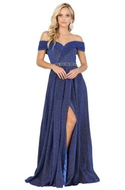 Dancing Queen - 4006 Pleated Off-Shoulder A-line Gown 9 Dancing Queen - 4006 Pleated Off-Shoulder A-line Gown