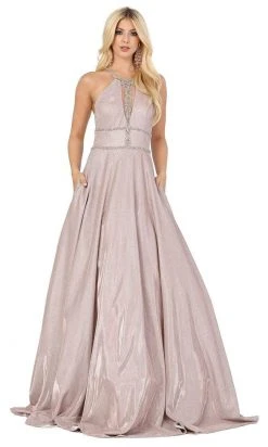 Dancing Queen - 4008 Embellished Halter A-line Dress