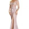 Dancing Queen - 4009 Embellished Plunging V-neck Trumpet Dress