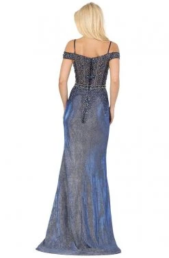 Dancing Queen - 4011 Embellished Off-Shoulder Trumpet Dress