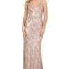 Dancing Queen - 4036 Embellished Plunging V-neck Trumpet Dress