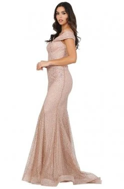Dancing Queen - 4043 Embroidered Off-Shoulder Trumpet Dress