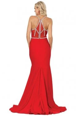 Dancing Queen - 4078 Metallic Strapped Racerback Trumpet Dress