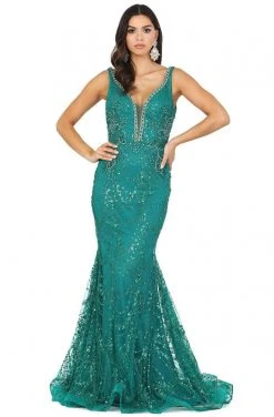 Dancing Queen - 4090 Jeweled Garland Motif Mermaid Gown 9 Dancing Queen - 4090 Jeweled Garland Motif Mermaid Gown