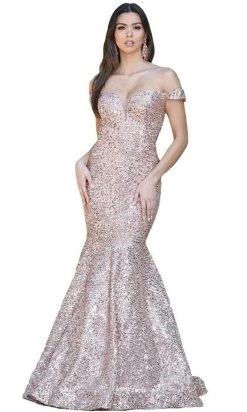 Dancing Queen - 4095 Sequin Embellished Off-Shoulder Prom Dress