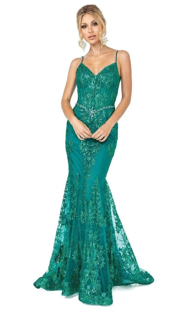 Dancing Queen - 4118 Sheer Corset Bodice Embellished Mermaid Prom Gown 9 Dancing Queen - 4118 Sheer Corset Bodice Embellished Mermaid Prom Gown