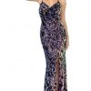 Dancing Queen - 4135 V Neck Sequined Evening Dress
