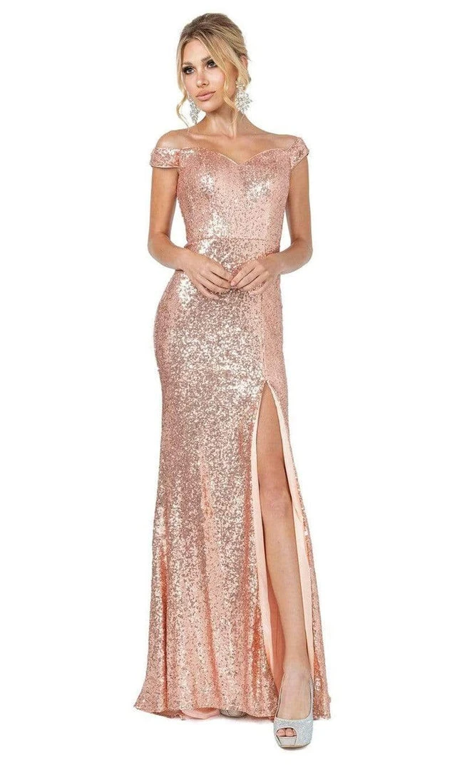 Dancing Queen - 4139 Off Shoulder Full Sequin Fitted Gown 3 Dancing Queen - 4139 Off Shoulder Full Sequin Fitted Gown