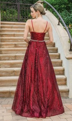Dancing Queen - 4197 V-Neck A-Line Evening Dress