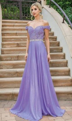 Dancing Queen - 4238 Off Shoulder A-Line Evening Dress