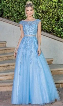 Dancing Queen 4245 - Embroidered Bateau Neck Prom Dress