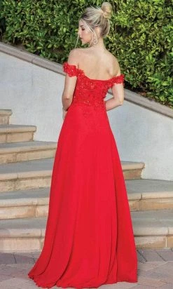 Dancing Queen 4268 - Floral Detailed Off Shoulder Prom Dress 14 Dancing Queen 4268 - Floral Detailed Off Shoulder Prom Dress