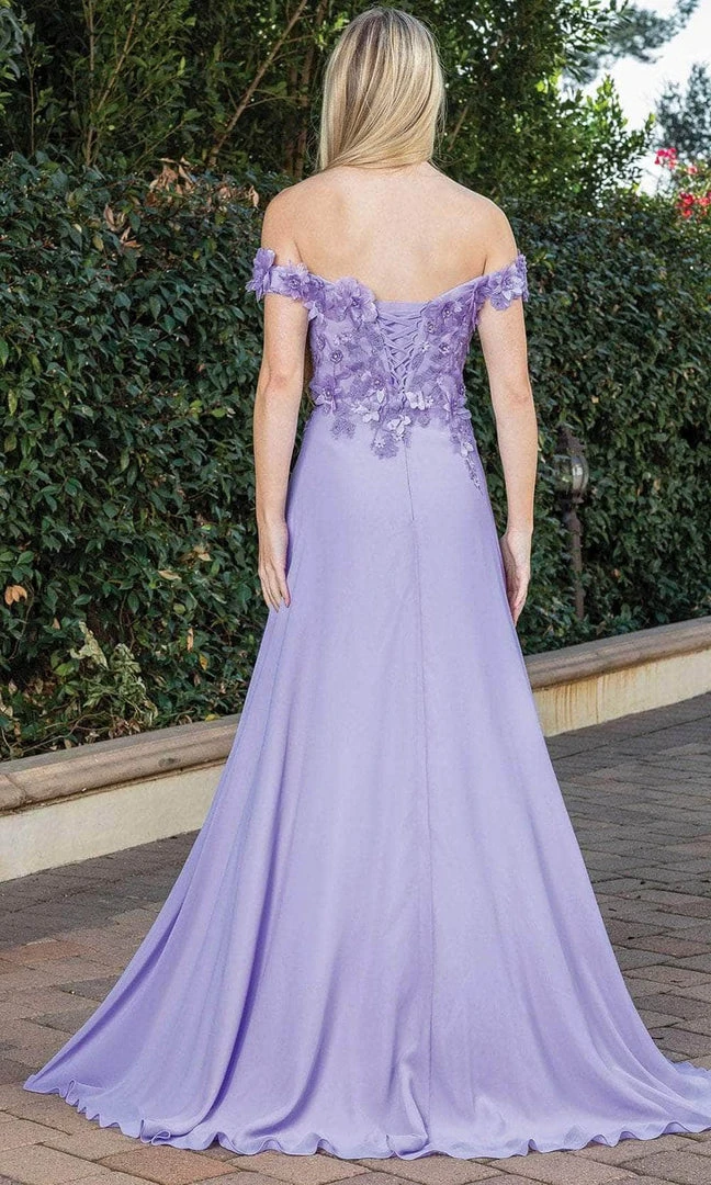 Dancing Queen 4268 - Floral Detailed Off Shoulder Prom Dress 5 Dancing Queen 4268 - Floral Detailed Off Shoulder Prom Dress