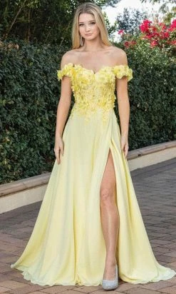 Dancing Queen 4268 - Floral Detailed Off Shoulder Prom Dress 15 Dancing Queen 4268 - Floral Detailed Off Shoulder Prom Dress