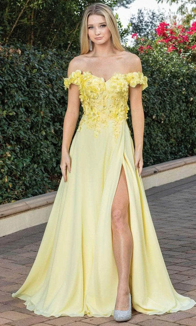 Dancing Queen 4268 - Floral Detailed Off Shoulder Prom Dress 9 Dancing Queen 4268 - Floral Detailed Off Shoulder Prom Dress