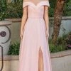 Dancing Queen 4289 - Off Shoulder A-Line Prom Dress With Slit