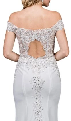 Dancing Queen - 53 Embellished Lace Off-Shoulder Trumpet Wedding Gown