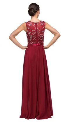 Dancing Queen - 8736 Jewel Detailed Illusion A-Line Long Dress 8 Dancing Queen - 8736 Jewel Detailed Illusion A-Line Long Dress