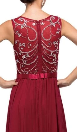 Dancing Queen - 8736 Jewel Detailed Illusion A-Line Long Dress 9 Dancing Queen - 8736 Jewel Detailed Illusion A-Line Long Dress