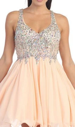 Dancing Queen - 8997 Crystal Beaded V-Neck Chiffon Prom Dress