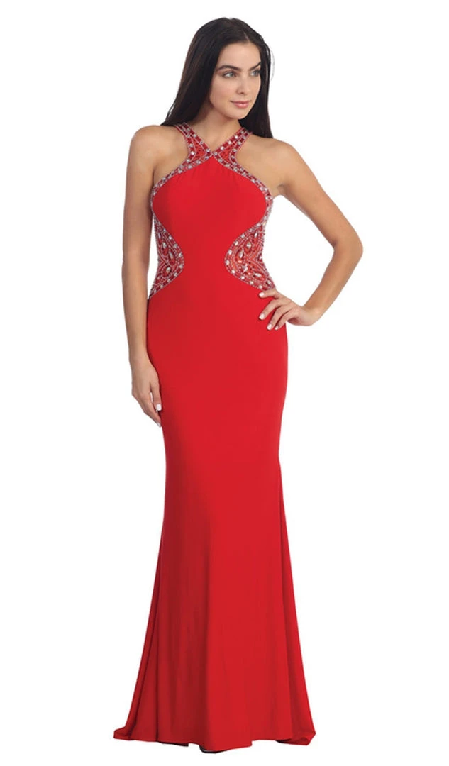 Dancing Queen - 9007 Bead-Ornate Contoured Halter Neck Prom Dress 3 Dancing Queen - 9007 Bead-Ornate Contoured Halter Neck Prom Dress
