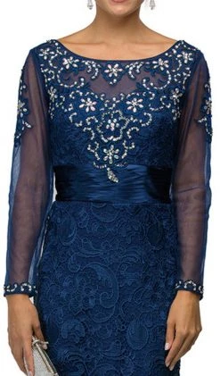 Dancing Queen - 9070 Finely Jeweled Illusion A-Line Long Formal Dress 8 Dancing Queen - 9070 Finely Jeweled Illusion A-Line Long Formal Dress