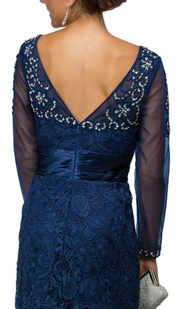 Dancing Queen - 9070 Finely Jeweled Illusion A-Line Long Formal Dress 6 Dancing Queen - 9070 Finely Jeweled Illusion A-Line Long Formal Dress