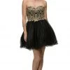 Dancing Queen - 9100 Strapless Embroidered Corset Short Prom Dress