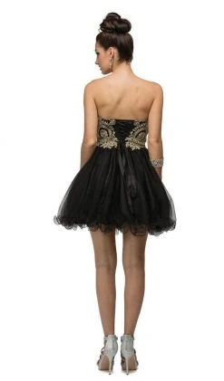 Dancing Queen - 9100 Strapless Embroidered Corset Short Prom Dress 12 Dancing Queen - 9100 Strapless Embroidered Corset Short Prom Dress