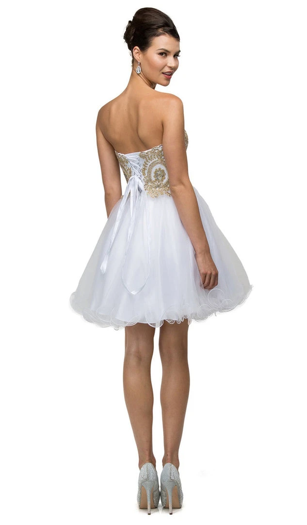 Dancing Queen - 9100 Strapless Embroidered Corset Short Prom Dress 10 Dancing Queen - 9100 Strapless Embroidered Corset Short Prom Dress