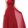 Dancing Queen - 9111 Ruched Illusion Lace Scoop Chiffon Prom Dress 2 Dancing Queen - 9111 Ruched Illusion Lace Scoop Chiffon Prom Dress
