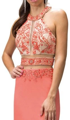 Dancing Queen - 9188 Illusion Paneled High Halter Prom Dress 6 Dancing Queen - 9188 Illusion Paneled High Halter Prom Dress
