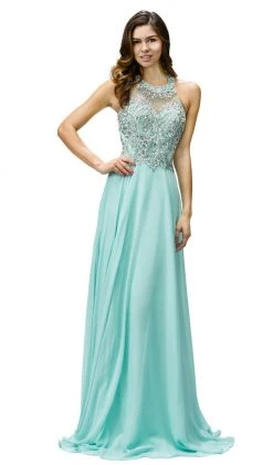 Dancing Queen - 9233 Jewel Adorned Illusion Chiffon Prom Dress 13 Dancing Queen - 9233 Jewel Adorned Illusion Chiffon Prom Dress