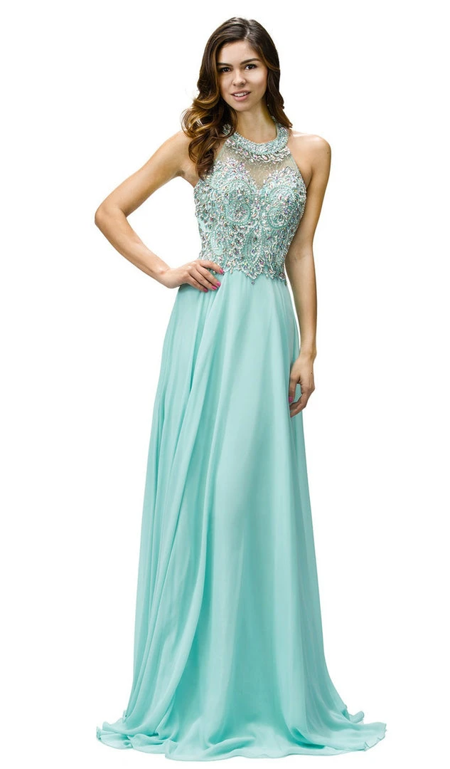 Dancing Queen - 9233 Jewel Adorned Illusion Chiffon Prom Dress 7 Dancing Queen - 9233 Jewel Adorned Illusion Chiffon Prom Dress