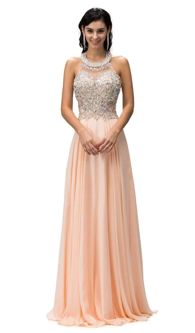 Dancing Queen - 9233 Jewel Adorned Illusion Chiffon Prom Dress 5 Dancing Queen - 9233 Jewel Adorned Illusion Chiffon Prom Dress