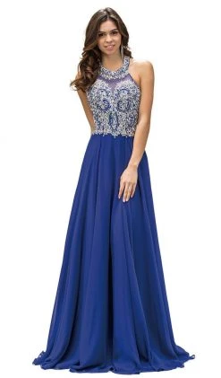 Dancing Queen - 9233 Jewel Adorned Illusion Chiffon Prom Dress 12 Dancing Queen - 9233 Jewel Adorned Illusion Chiffon Prom Dress
