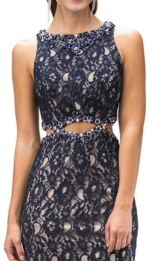 Dancing Queen - 9271 Sleeveless Jewel Neck Lace Cutout Prom Dress 4 Dancing Queen - 9271 Sleeveless Jewel Neck Lace Cutout Prom Dress