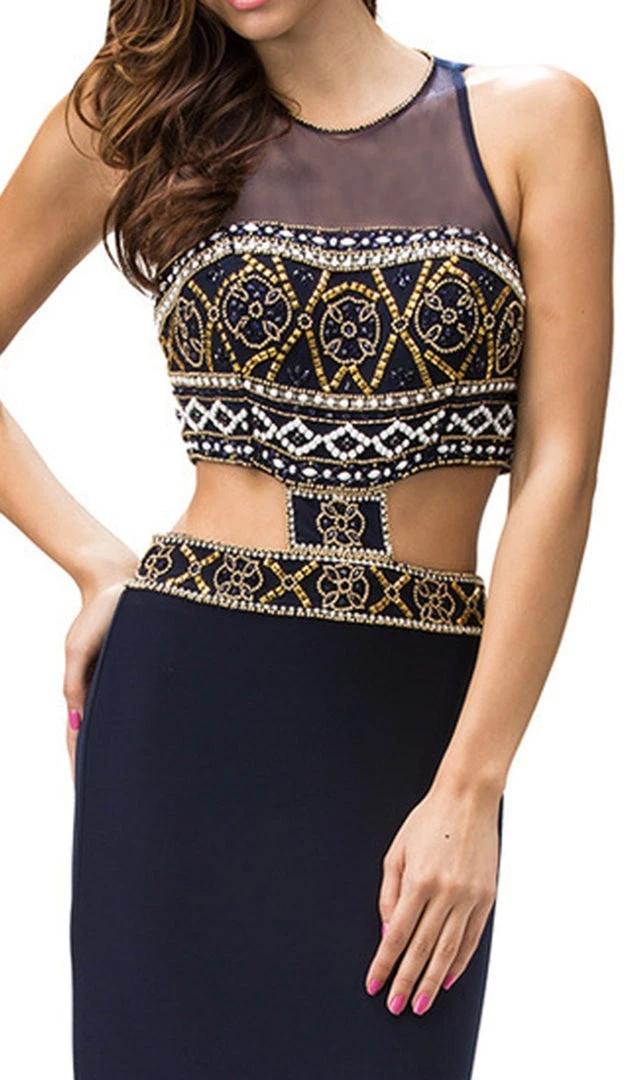 Dancing Queen - 9280 Bead Embellished Midriff Cutout Prom Dress 4 Dancing Queen - 9280 Bead Embellished Midriff Cutout Prom Dress