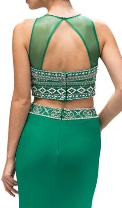 Dancing Queen - 9280 Bead Embellished Midriff Cutout Prom Dress 10 Dancing Queen - 9280 Bead Embellished Midriff Cutout Prom Dress