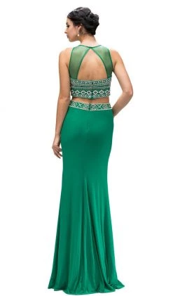Dancing Queen - 9280 Bead Embellished Midriff Cutout Prom Dress 9 Dancing Queen - 9280 Bead Embellished Midriff Cutout Prom Dress