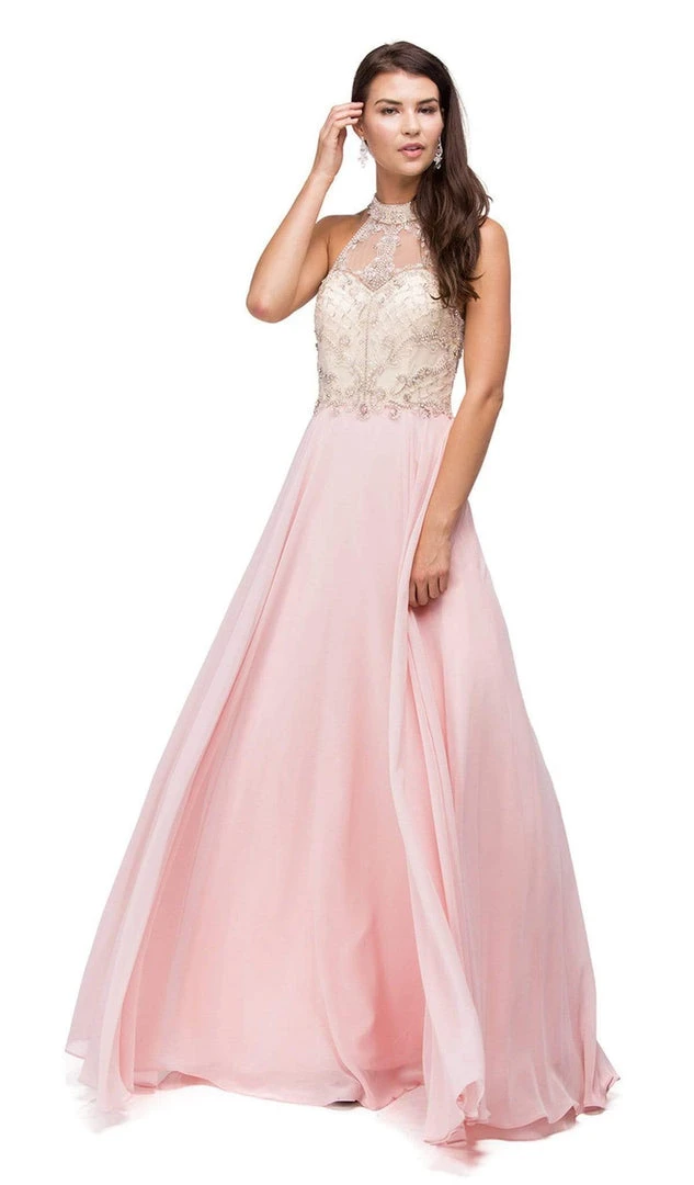 Dancing Queen - 9293 Exquisite Illusion High Halter Chiffon A-Line Gown 6 Dancing Queen - 9293 Exquisite Illusion High Halter Chiffon A-Line Gown