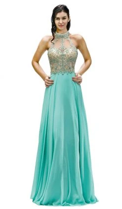 Dancing Queen - 9293 Exquisite Illusion High Halter Chiffon A-Line Gown 8 Dancing Queen - 9293 Exquisite Illusion High Halter Chiffon A-Line Gown