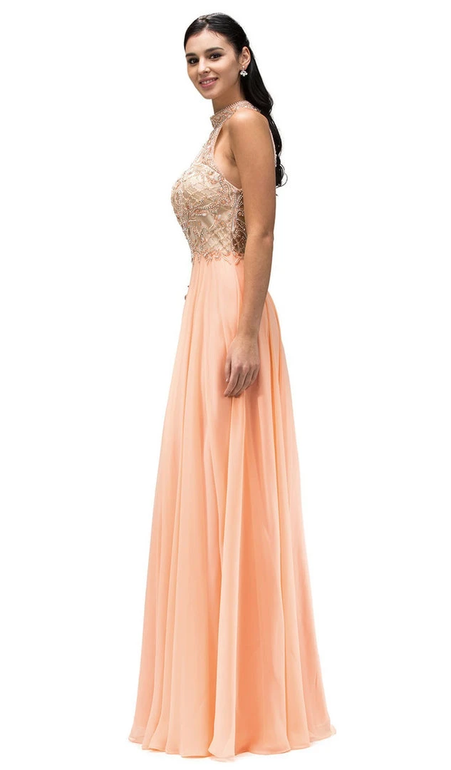 Dancing Queen - 9293 Exquisite Illusion High Halter Chiffon A-Line Gown 3 Dancing Queen - 9293 Exquisite Illusion High Halter Chiffon A-Line Gown
