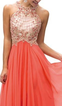 Dancing Queen - 9298 Embellished Halter A-line Evening Dress 6 Dancing Queen - 9298 Embellished Halter A-line Evening Dress