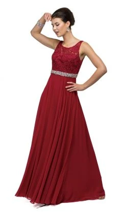Dancing Queen - 9325 Embroidered Lace Scoop Neck Chiffon Prom Dress 11 Dancing Queen - 9325 Embroidered Lace Scoop Neck Chiffon Prom Dress
