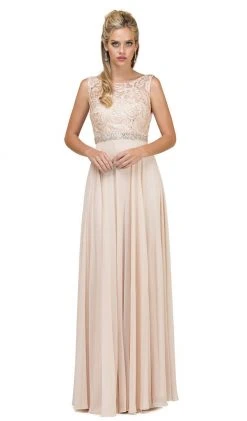 Dancing Queen - 9325 Embroidered Lace Scoop Neck Chiffon Prom Dress 9 Dancing Queen - 9325 Embroidered Lace Scoop Neck Chiffon Prom Dress