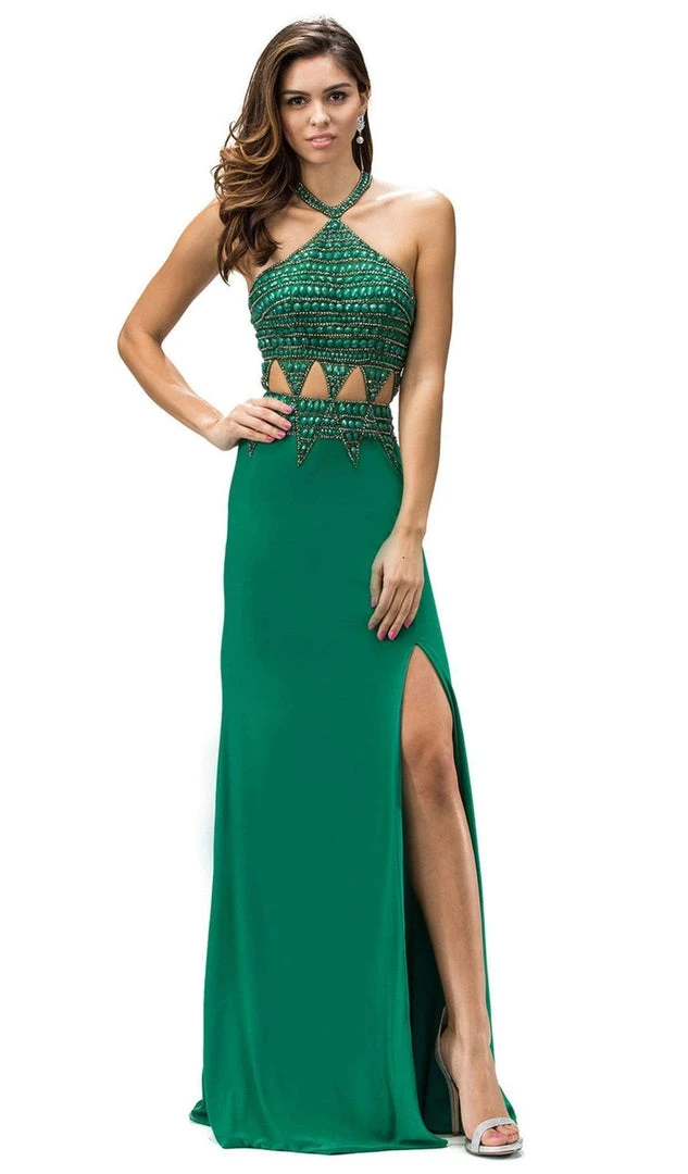 Dancing Queen - 9338 Embellished Halter Sheath Prom Dress 3 Dancing Queen - 9338 Embellished Halter Sheath Prom Dress
