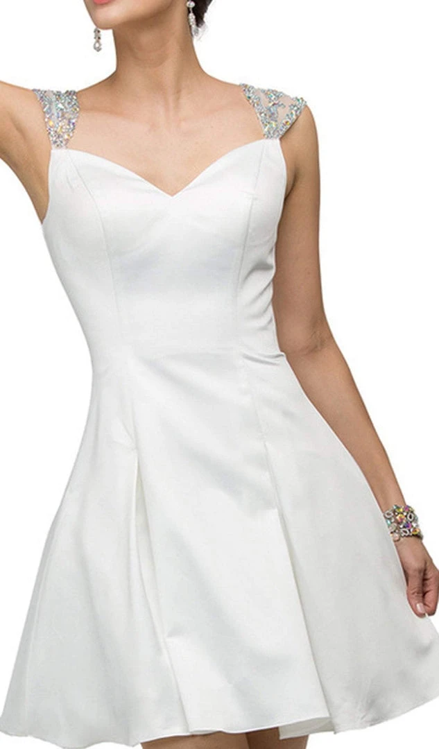 Dancing Queen - 9476 Jeweled Cap Sleeve Sweetheart Satin Cocktail Dress 5 Dancing Queen - 9476 Jeweled Cap Sleeve Sweetheart Satin Cocktail Dress
